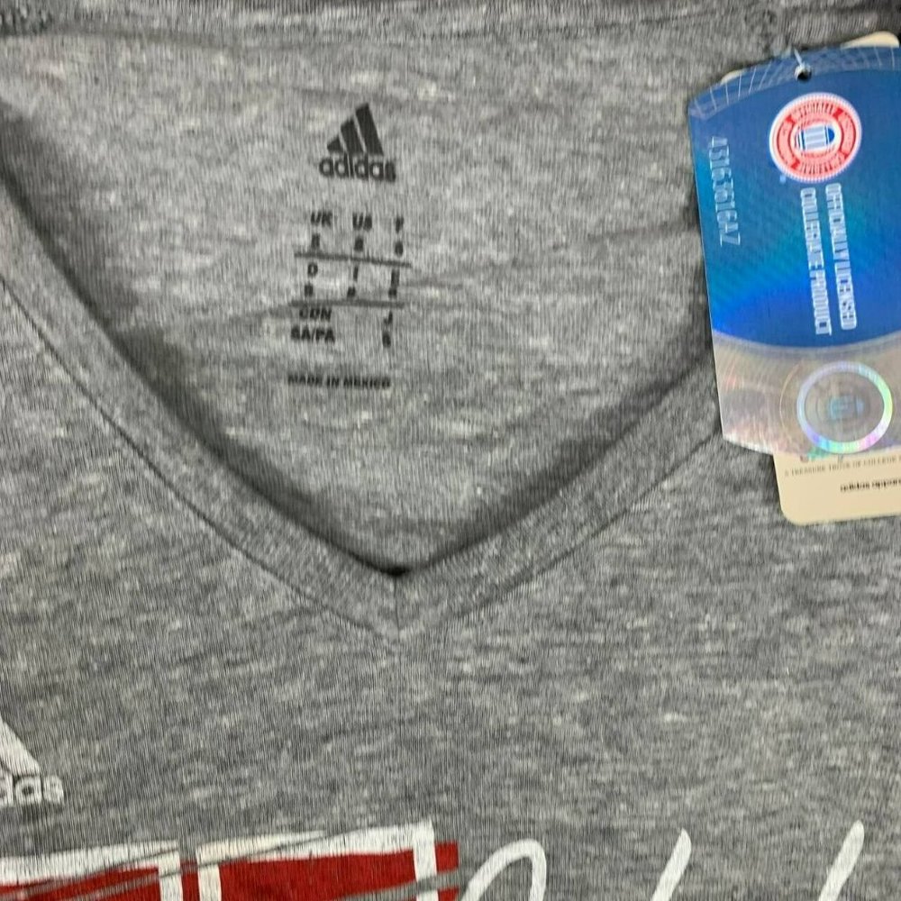 Kansas Jayhawks NCAA Small Adidas Casual T-Shirt Gray‎ New Women - Picture 3 of 6